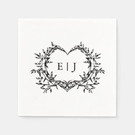 Minimalist Monogram Calligraphy Crest Wedding Serviette
