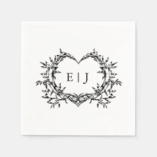 Minimalist Monogram Calligraphy Crest Wedding Serviette