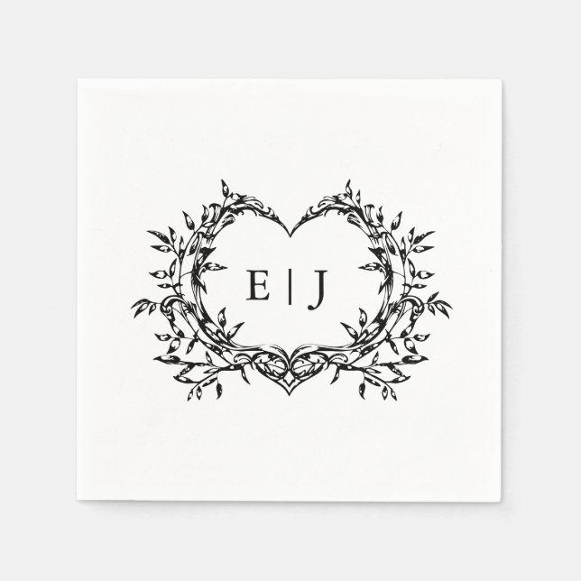 Minimalist Monogram Calligraphy Crest Wedding Serviette (Vorderseite)