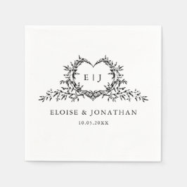 Minimalist Monogram Calligraphy Crest Wedding Serviette