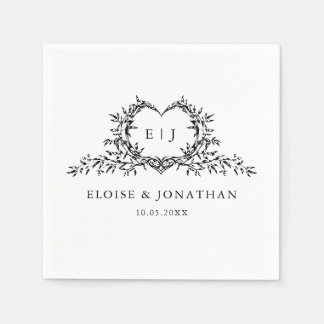 Minimalist Monogram Calligraphy Crest Wedding Serviette