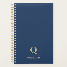 Minimalist monogram dark blue planer