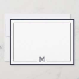 Minimalist Monogram Double Border Stationery Mitteilungskarte
