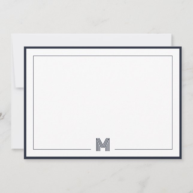 Minimalist Monogram Double Border Stationery Mitteilungskarte (Vorderseite)