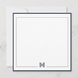Minimalist Monogram Double Border Stationery Mitteilungskarte