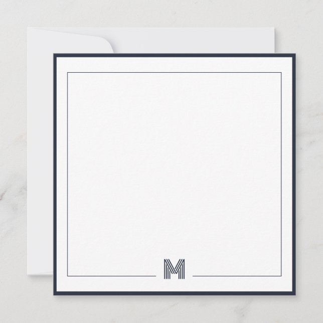 Minimalist Monogram Double Border Stationery Mitteilungskarte (Vorderseite)