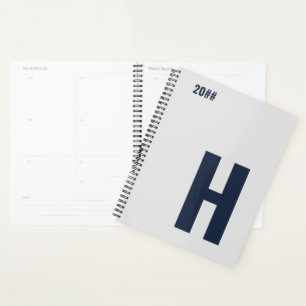 Minimalist Monogram Initial Silver Grey Blue 2023 Planer