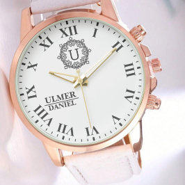 Minimalist Monogram Name Custom Engraved Keepsake Armbanduhr