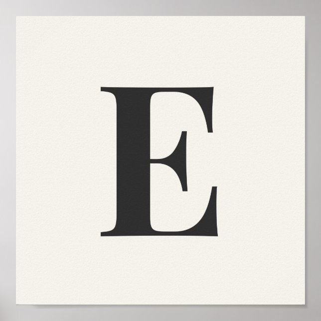 Minimalist Monogram Poster | Gray & Ivory Initial  (Vorne)