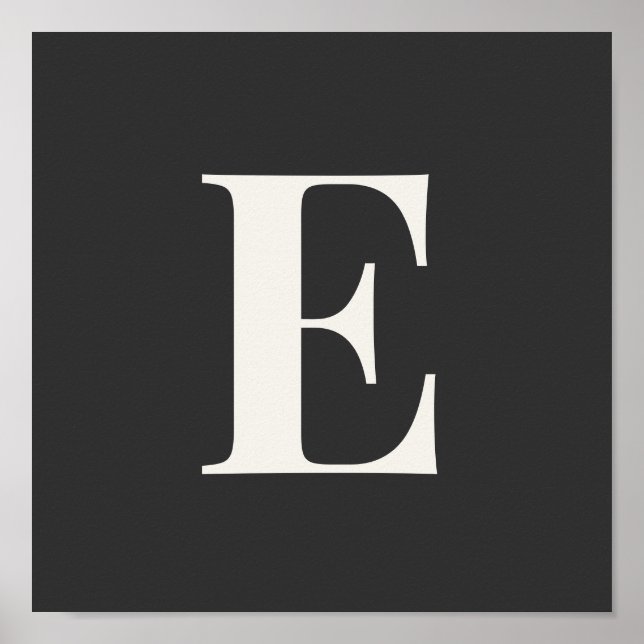 Minimalist Monogram Poster | Gray & Ivory Initial  (Vorne)