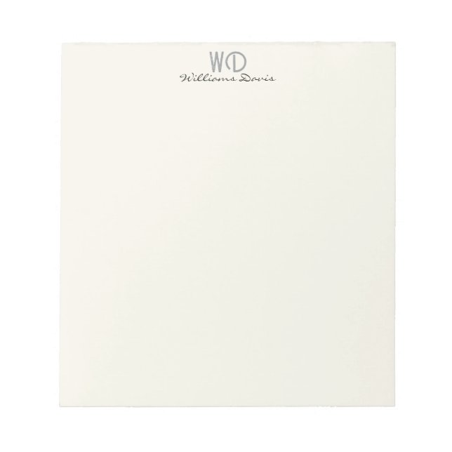 Minimalist Monogram Teacher Notepad Notizblock (Vorderseite)