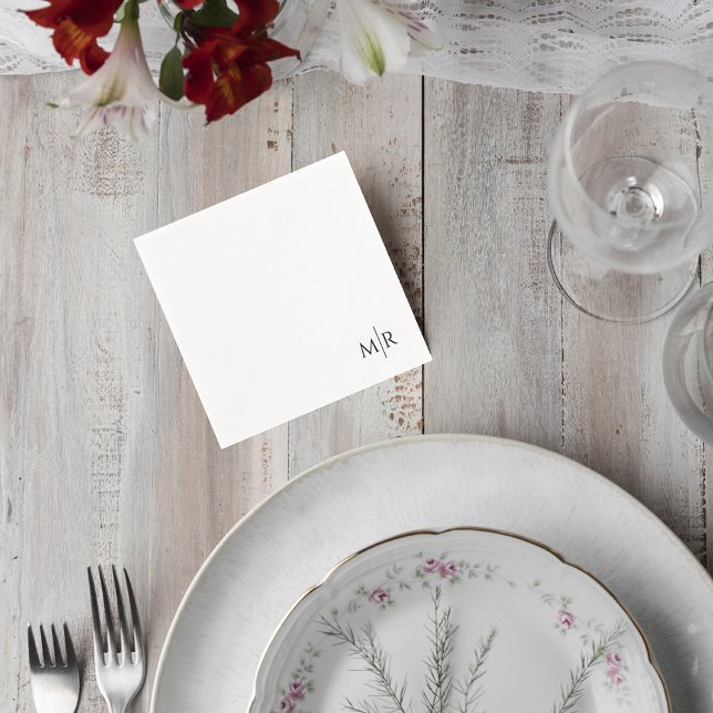 Minimalist Monogram Wedding Cocktail Napkin Serviette (Von Creator hochgeladen)