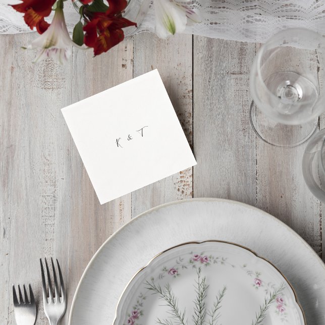 Minimalist Monogram Wedding Cocktail Napkins Serviette (Von Creator hochgeladen)