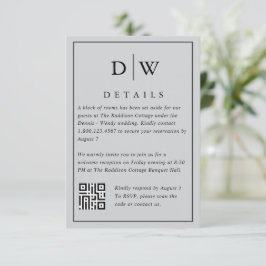 Minimalist Monogram Wedding QR Code Enclosure Card Begleitkarte