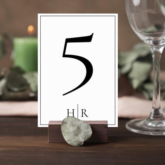 Minimalist Monogram Wedding Table Number Card Tischnummer (Von Creator hochgeladen)