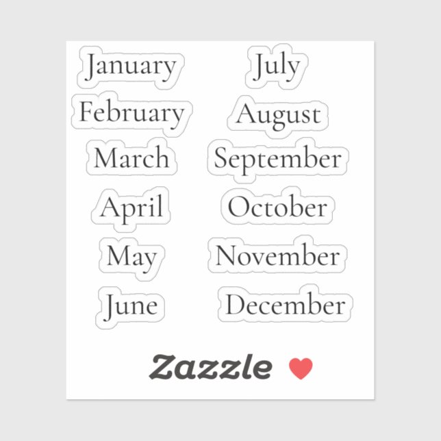 Minimalist Month Stickers January–December Scrip Aufkleber (Blatt)