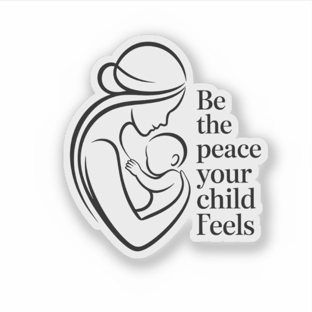 Minimalist Mother Baby Line Art Quote Aufkleber (Vorderseite)