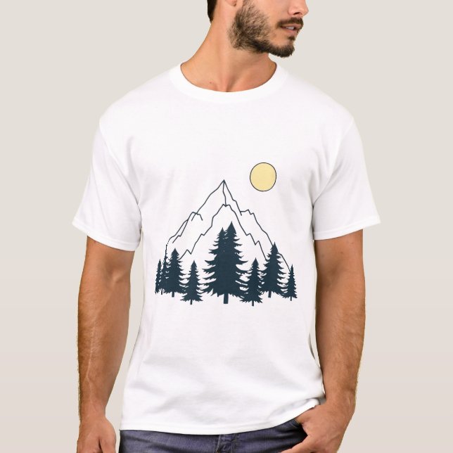 Minimalist Mountain and Forest T-Shirt (Vorderseite)