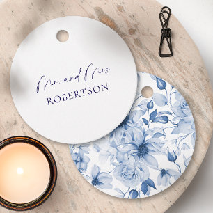 Minimalist Mr. & Mrs. Tag – Weißer Hintergrund Geschenkanhänger