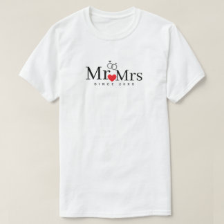 Minimalist Mr und Mrs seit Jahr Benutzerdefiniert T-Shirt