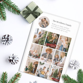Minimalist Multi-Photo Holiday Card Nine Grid Feiertagskarte