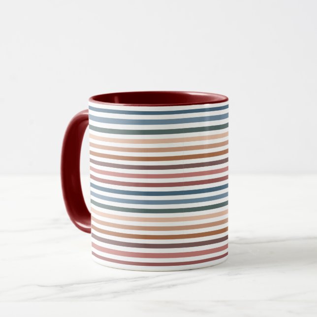 Minimalist Muted Rainbow Lines Tasse (Vorderseite Links)