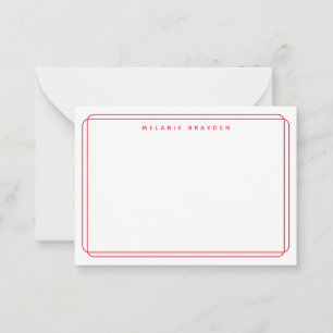 Minimalist Name Roter Doppelkurvenrand Mitteilungskarte