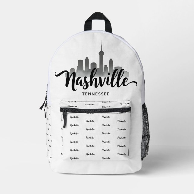 Minimalist Nashville Skyline, Tennessee City   Bedruckter Rucksack (Vorderseite)