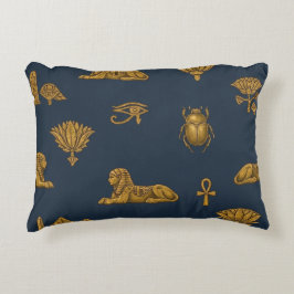 Minimalist Navy & Antique Gold Ägyptisches Muster Dekokissen