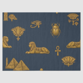 Minimalist Navy & Antique Gold Ägyptisches Muster Seidenpapier