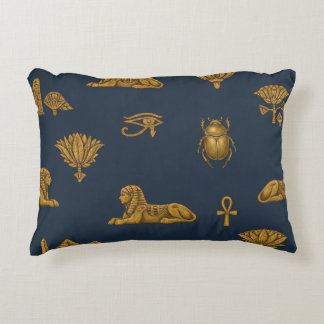 Minimalist Navy & Antique Gold Egyptian Pattern Dekokissen