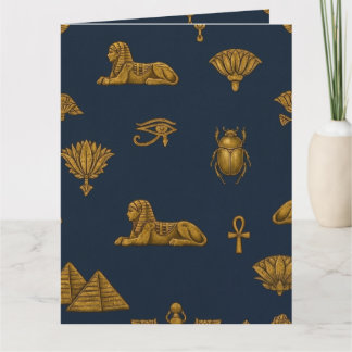 Minimalist Navy & Antique Gold Egyptian Pattern Karte