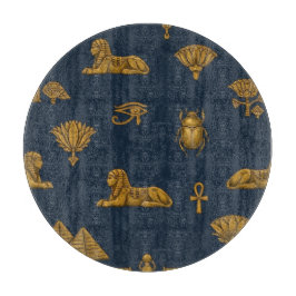 Minimalist Navy & Antique Gold Egyptian Pattern Schneidebrett