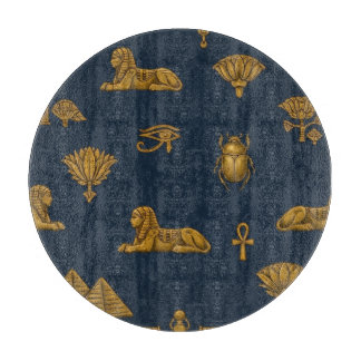 Minimalist Navy & Antique Gold Egyptian Pattern Schneidebrett