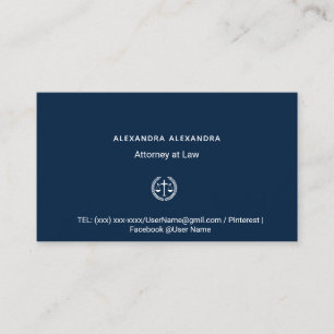 Minimalist Navy Blau Anwalt Rechtsanwalt Geschäfts Visitenkarte
