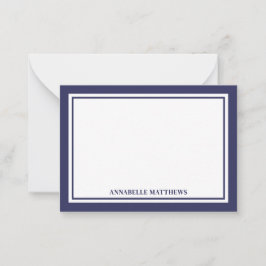 Minimalist Navy Blue Two Border Monogram Mitteilungskarte