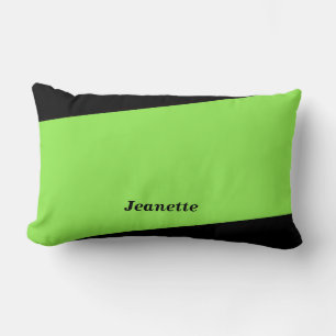 Minimalist Neon Green, Black, Name, Lendenkissen