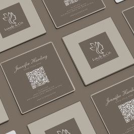 Minimalist Neutral Beige Beauty QR code Quadratische Visitenkarte