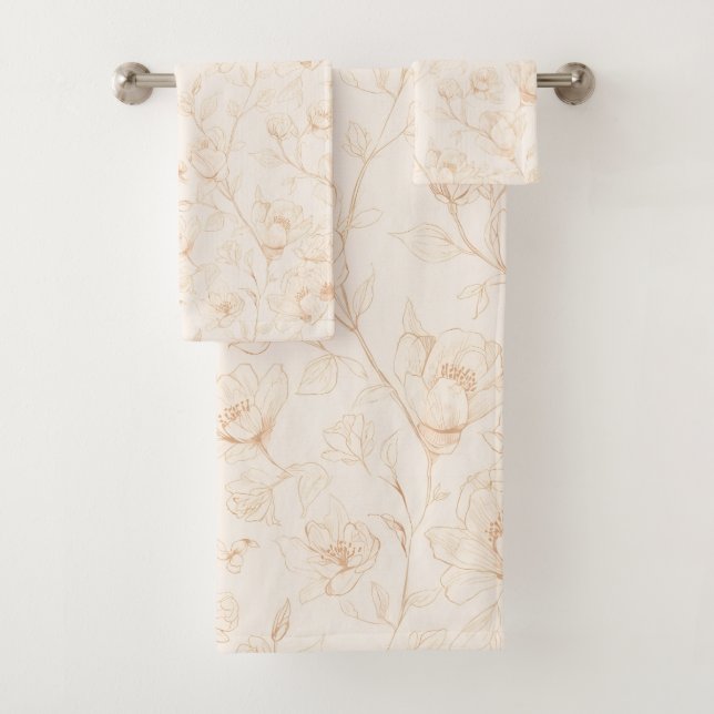 Minimalist Neutral Wildflower Badhandtuch Set (Insitu)