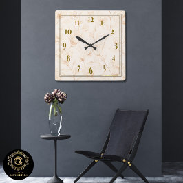 Minimalist Neutral Wildflower Wall Clock Quadratische Wanduhr