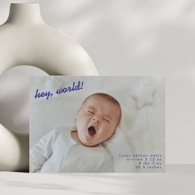 Minimalist New Baby Photo Newborn Hello Birth Ankündigung (Von Creator hochgeladen)