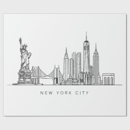 Minimalist New York City Skyline Line Art Geschenkpapier