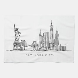 Minimalist New York City Skyline Line Art Geschirrtuch