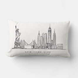 Minimalist New York City Skyline Line Art Lendenkissen