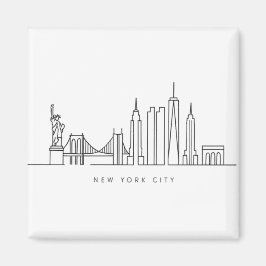 Minimalist New York City Skyline Line Art Magnet