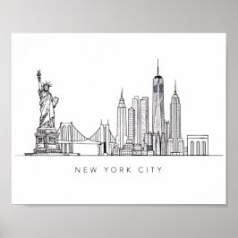 Minimalist New York City Skyline Line Art Poster