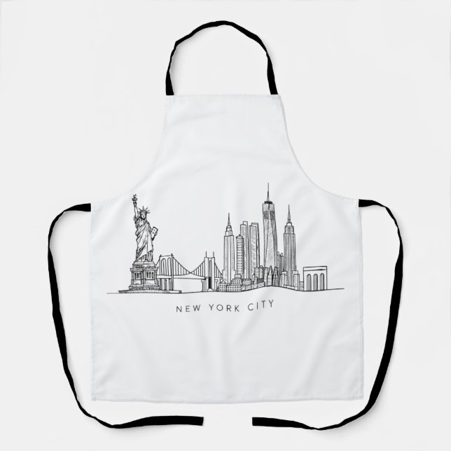 Minimalist New York City Skyline Line Art Schürze (Vorderseite)