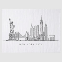 Minimalist New York City Skyline Line Art Seidenpapier