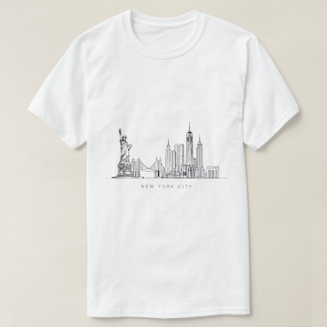 Minimalist New York City Skyline Line Art T-Shirt (Design vorne)