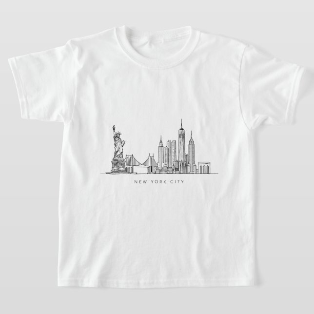Minimalist New York City Skyline Line Art T-Shirt (Ablage )
